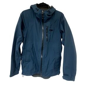 Outdoor Research Mens Gore-Tex Foray Rain Jacket Blue Waterproof Hooded Shell M